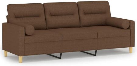 Vidaxl 3 Osobowa Sofa Z Poduszkami Brązowa 180 Cm Tkanina 3200832 - zdjęcie 2
