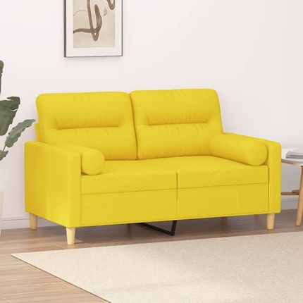 Vidaxl 2 Osobowa Sofa Z Poduszkami Jasnożółta 120 Cm Tkanina 1118200