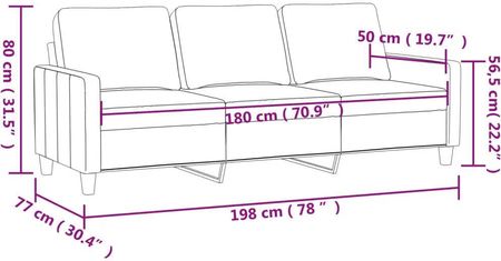 Vidaxl Sofa 3 Osobowa Kolor Taupe 180 Cm Tapicerowana Tkaniną 359178 - zdjęcie 5