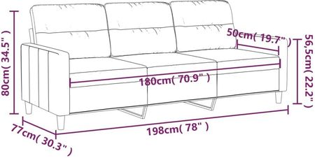 Vidaxl 3 Osobowa Sofa Kremowa 180 Cm Tapicerowana Tkaniną 1131408 - zdjęcie 5