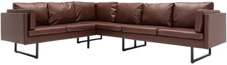 Vidaxl Sofa Narożna Tapicerowana Sztuczną Skórą Brązowa 287923 - zdjęcie 4