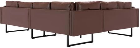 Vidaxl Sofa Narożna Tapicerowana Sztuczną Skórą Brązowa 287923 - zdjęcie 3
