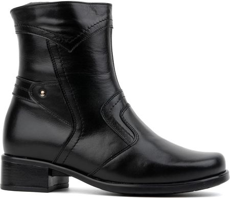 Botki damskie skórzane ocieplane z zamkiem 888BB czarne