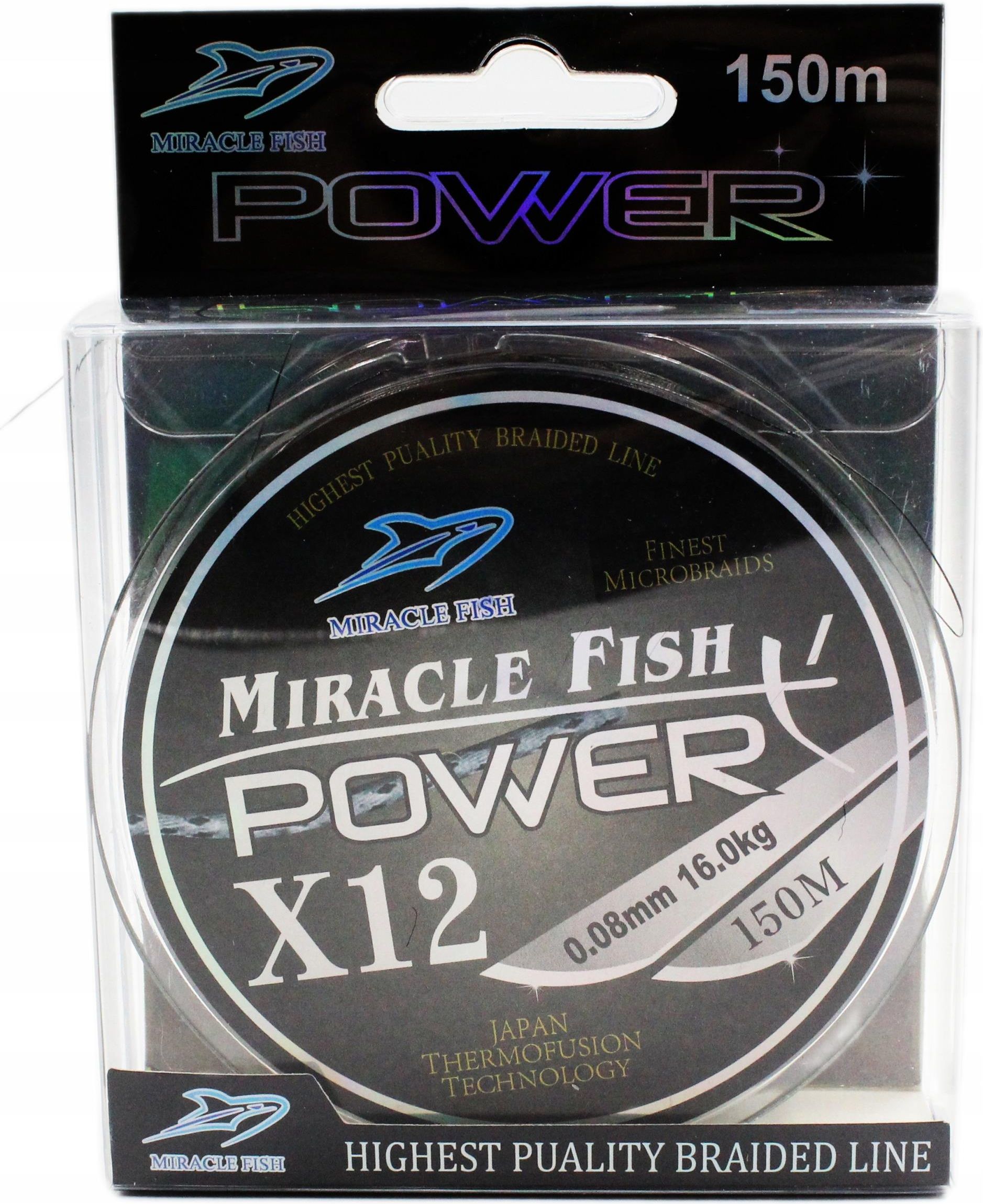 Miracle Fish 12X Splotowa Plecionka Czarna 0,25Mm 44,4Kg 150M ...
