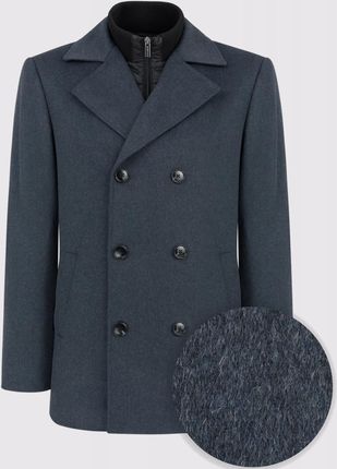 Dwurzędowy płaszcz męski antracytowy z dodatkiem wełny Pako Lorente 50