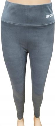 LEGGINSY spodnie LEKKO OCIEPLONE Z wysokim stanem XL/2XL szare modne hit