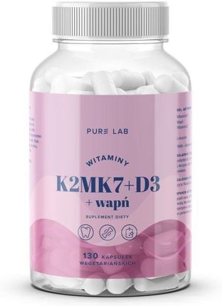 Pure Lab Witaminy K2Mk7+D3+Wapń 130kaps.