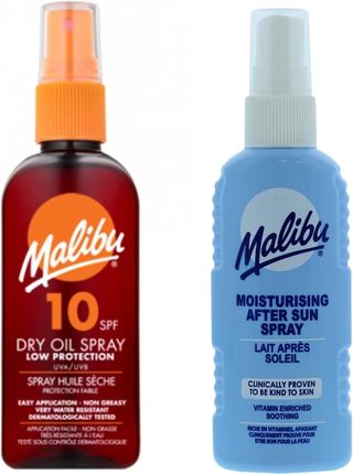 Malibu SPF10 Olejek Brązujący 100ml + Spray Po Opalaniu 100ml