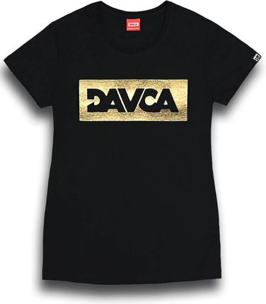 Davca T-Shirt Damski Czarny Złote Logo