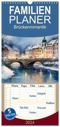 Häfft Familienplaner 2024 Mit 5 Spalten | Wandkalender 23x42 Cm | Mit Ferienterminen & Extras