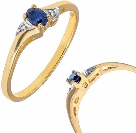Caspol.Eu Złoty pierścionek z Topazem London Blue i brylantami PR.CCH437/BTCR pr.585