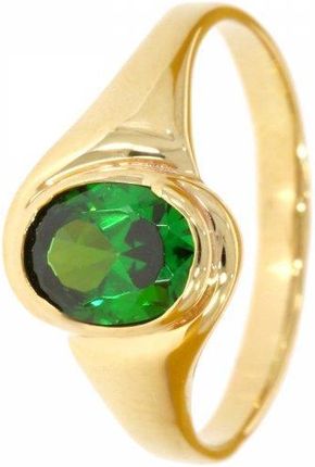 Caspol.Eu Złoty pierścionek z zieloną cyrkonią PR.01084 pr.585