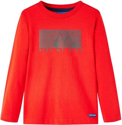 Koszulka dziecięca z długimi rękawami, z rowerem, czerwona, 116