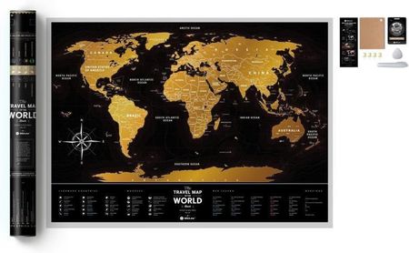 1Dea.Me Mapa Zdrapka Świat Travel Map Black World 80x60cm