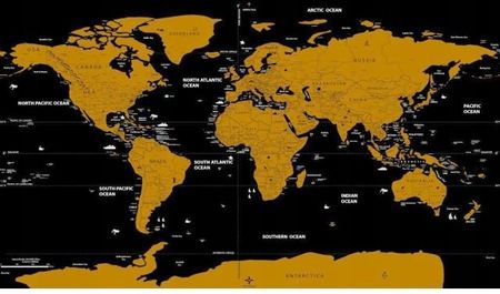 Mapa Świata Z Flagami Złota Mapa Zdrapka