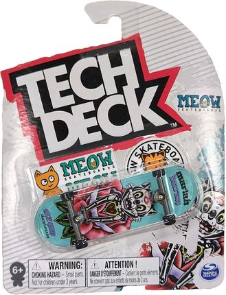 Tech Deck Deskorolka Fingerboard Meow Biały Kot + Naklejki