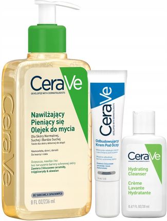 Cerave Olejek Do Mycia 236ml + Krem Pod Oczy 14g + Nawilżająca Emulsja do Mycia 20ml