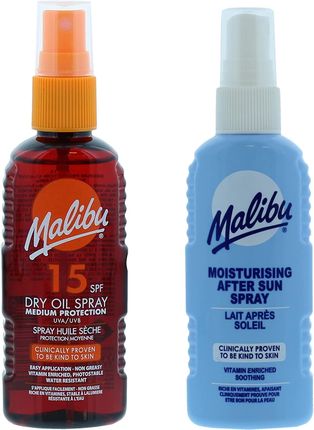 Malibu SPF15 Olejek Brązujący 100ml + Spray Po Opalaniu 100ml