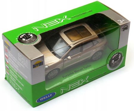 Porsche Macan Turbo Noir/gris échelle 1/34-1/39 – Modèle Die-cast Welly Avec Portes Ouvrantes