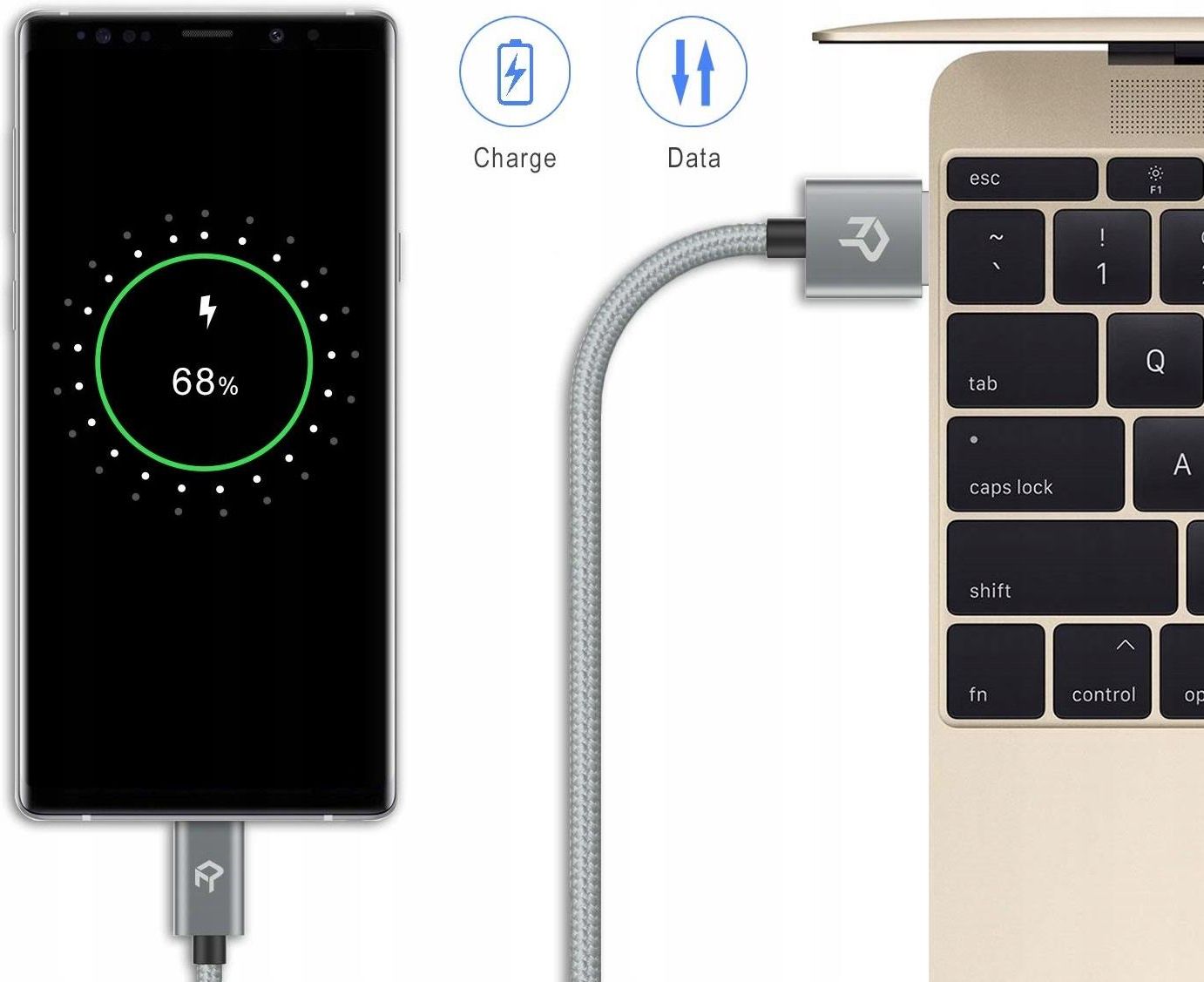 Rankie Do Ładowania Nylonowy Szybkie Ładowanie Micro Usb Zestaw 90Cm ...