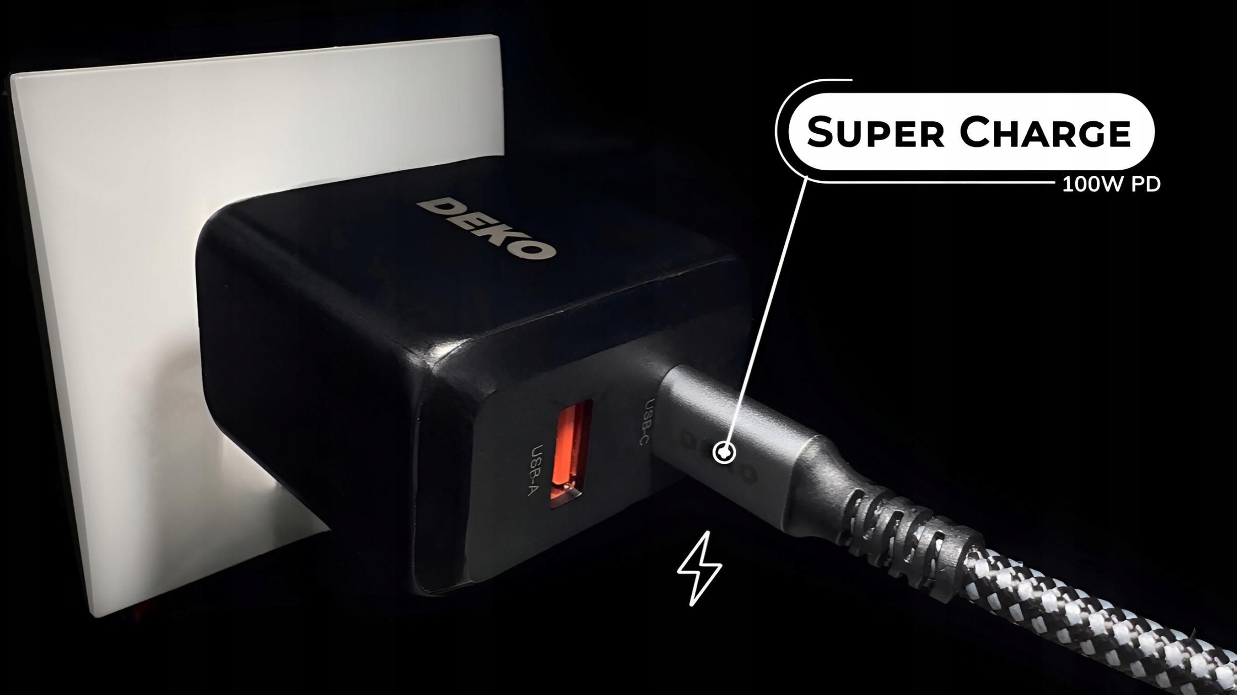 Deko Kabel 1m Usb-c Usbc Szybkie Ładowanie USB3.2 Thunderbolt 4K@60Hz ...