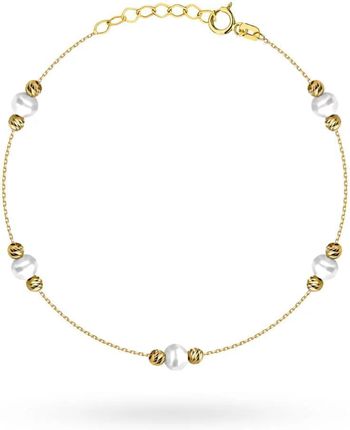 Biżuteria Gabor Złota Bransoletka Z Perłami I Kulkami 17-19cm 585