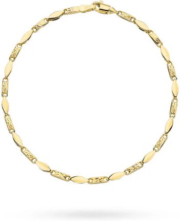 Biżuteria Gabor Złota Bransoletka Ogniwa Zdobione Diamentowaniem 18,5-20cm 585