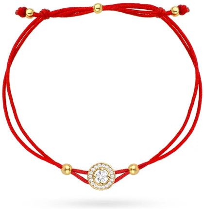 Biżuteria Gabor Złota Bransoletka Kółeczko Na Czerwonym Sznurku 585