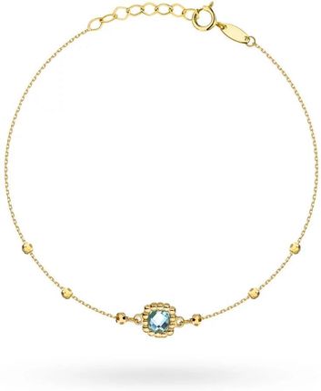 Biżuteria Gabor Złota Bransoletka Z Kulkami I Kamieniem 17+2cm 585