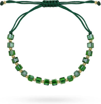 Biżuteria Gabor Złota Bransoletka Z Kamieniami Na Zielonym Sznurku 585