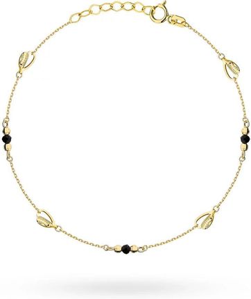 Biżuteria Gabor Złota Bransoletka Z Czarnymi Kamieniami I Kulkami 17-19cm 585