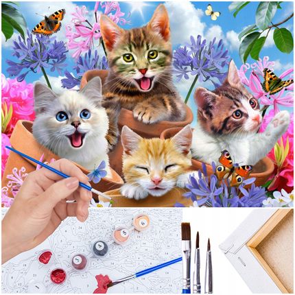 Artelo Malowanie Po Numerach Koty Obraz Do Samodzielnego Malowania Z Ramą Pędzle 1611929804
