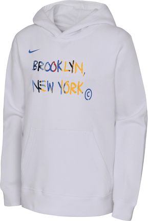 Dzianinowa Bluza Z Kapturem Dla Dużych Dzieci Nike Nba Brooklyn Nets City Edition - Biel