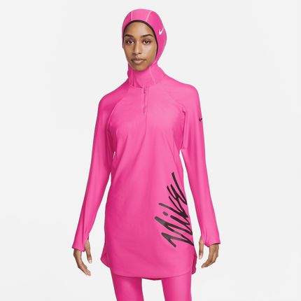 Nike Damska Tunika Do Pływania Zapewniająca Pełną Osłonę Victory Logo Różowy