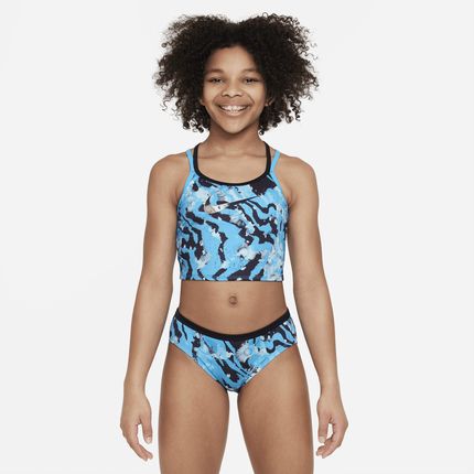 Nike Midkini Kąpielowe Dla Dużych Dzieci Dziewcząt Z Ramiączkami Krzyżowanymi Na Plecach Niebieski