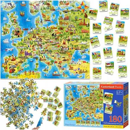 Castorland Puzzle Edukacyjna Układanka Mapa Europy Podróż Po Europie 212El.