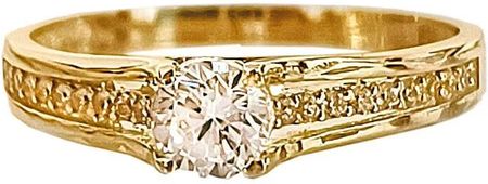Lovrin Złoty pierścionek 585 delikatny elegancki zdobiony białą cyrkonią