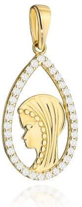 Gese Medalik złoty wizerunek Matki Boskiej w łezce z cyrkoniami (Gramatura: 0.98)