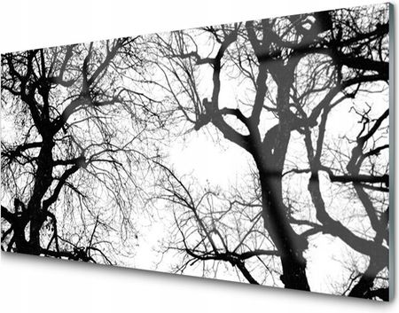 Tulup Panel Szklany Płytka Drzewa Czarno Biały 100X50