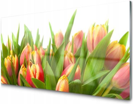 Tulup Panel Szklany Płytka Tulipany Kwiaty 100X50
