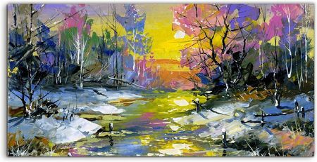 Coloray Panel Szkło Hartowane Zima Rzeka Krajobraz 100X50