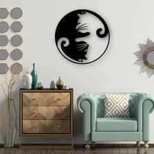 Timberwear Obraz Drewniany Na Ścianę Ażurowy Kotki Yin Yang 40Cm Czarny