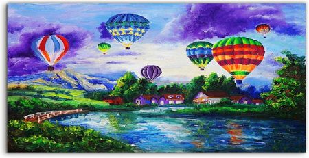 Coloray Hartowane Panele Szklane Wioska Balony Woda 100X50