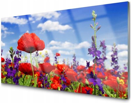 Tulup Panel Szklany Dekoracyjny Dekor Kwiaty 100X50