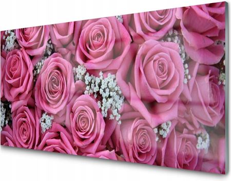 Tulup Panel Szklany Dekor Róże Kwiaty Roślina 100X50