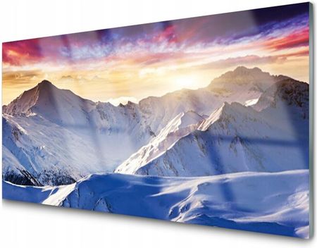 Tulup Panel Szklany Płytka Dekor Góry Śnieg 140X70