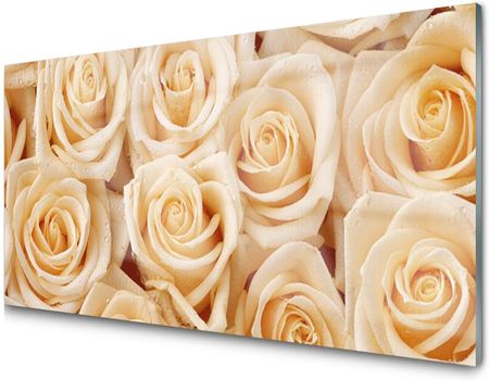 Tulup Panel Szklany Dekor Róże Kwiaty Roślina 100X50