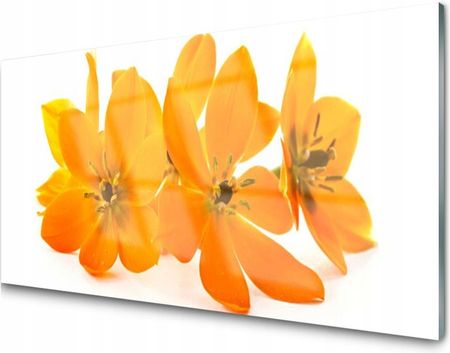Tulup Panel Szklany Dekor Pomarańczowe Kwiaty 100X50