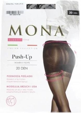 Rajstopy gładkie Mona push-up20 20den beżowy Visone r. 5
