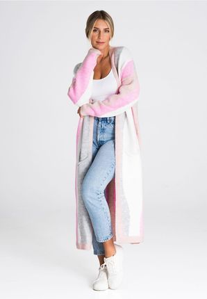 Sweter Kardigan Model M985 Pink/Light Pink/Grey - Figl